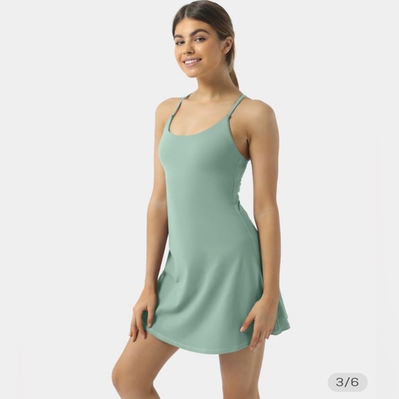 Everyday Cloudful™ Fabric Backless 2-in-1 Flare Workout Dress-Wannabe - Picture 2 of 5